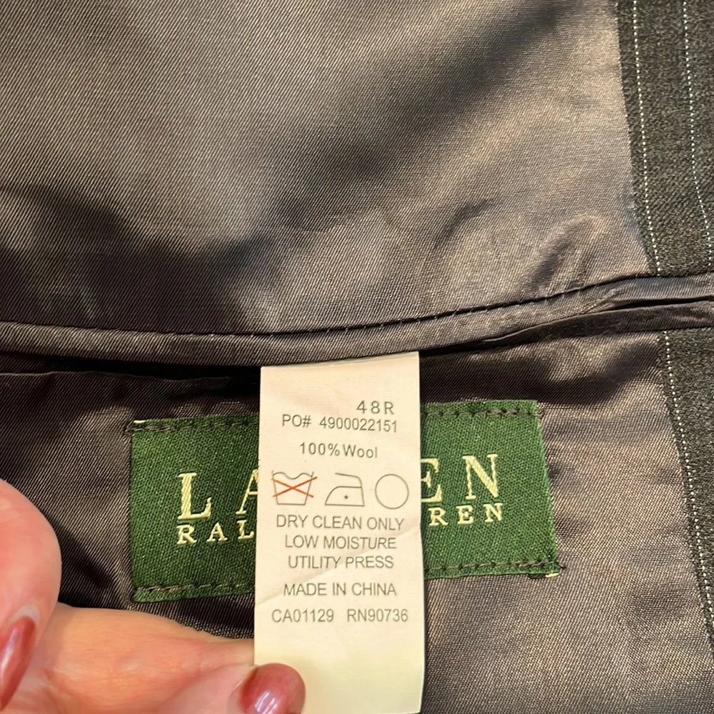 Ralph Lauren Gray Strips Blazer Wool Two Buttons Full Lining Men Size 48 R
